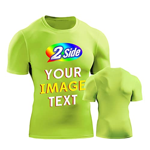 DEYI Add Your Logo Men's Athletic Compression Under Base Layer Sport Tee, Light Green S