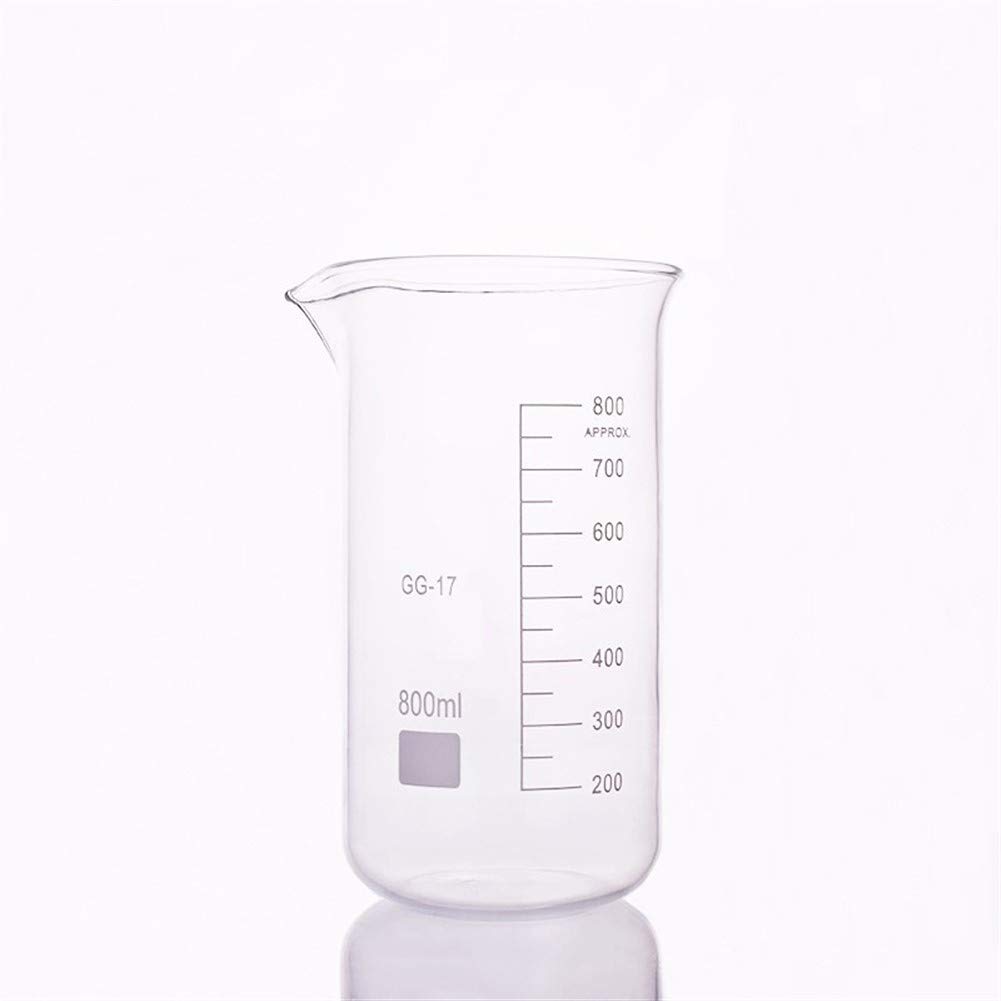 Vaso de precipitados de laboratorio Vaso de precipitados de vidrio en forma alta, Capacidad 800 ml, Diámetro exterior = 90 mm, Altura = 182 mm, Vaso de precipitados de laboratorio (Capacidad: 800 ml