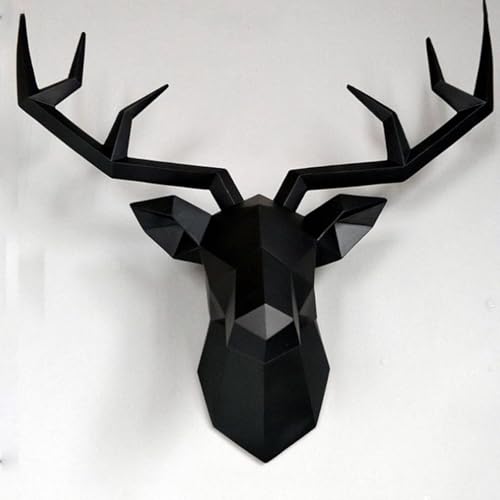 Décoration murale tête de cerf statue fausse résine noire