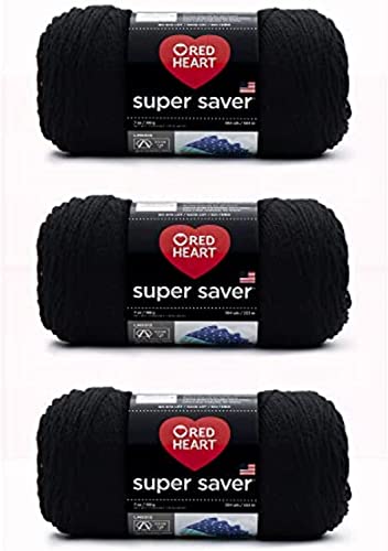 image for Red Heart Super Saver Charcoal Yarn - 3 Pack of 198g/7oz - Acrylic - 4
