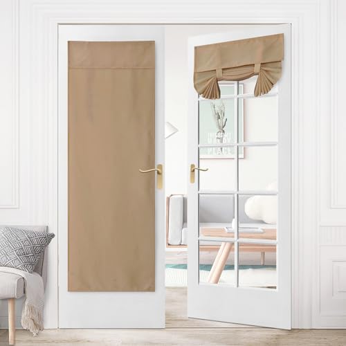 Hiasan Linen French Door Curtain for Room Darkening, Privacy Thermal Insulated Roll Up Window Shade and Drapes Blinds for Sidelight Glass, Bedroom, W52 x L40 inch, 1 Panel, Khaki