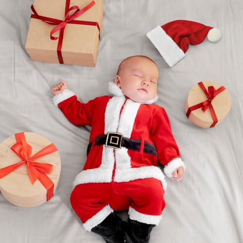 Durio 2Pcs Unisex Baby Christmas Hat Knit Baby Santa Hat for Infant Newborn Toddler Kid Boys Girls Xmas Winter Beanie Elf Hat4