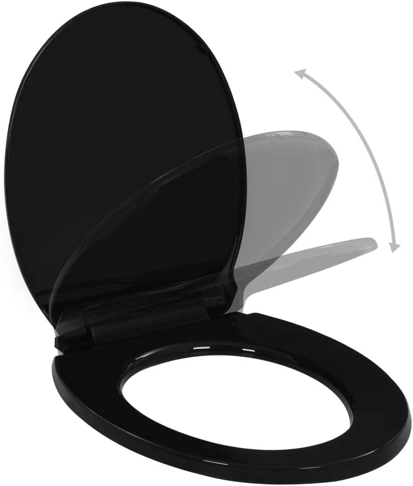 Soft Close Black Toilet Seat Standard Loo Seat with Top & Bottom Fixing Quick Release and Adjustable Hinges O Shape Lid Cover PP - Image 2