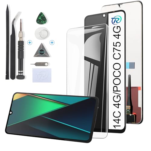 RongZy Pantalla para Xiaomi Redmi 14C 4G/A4 5G/14R 5G Táctil LCD de Repuesto para Xiaomi Poco C75 4G/A3 Pro Ensamblaje Digitalizador Reemplazo con Herramientas de Reparación (Negro)