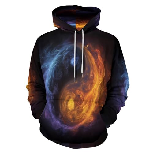 Sweat à capuche homme imprimé yin yang confortable contre le froid de l'automne