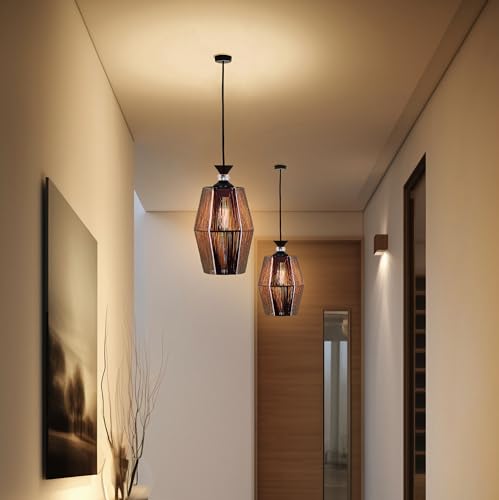 Image of Groeien Crystal Silk Weave Metal Hanging Pendant Ceiling Lamp Fixture | Chandelier for Home, Indoor, Outdoor,Living Room, Bedroom(Bulb Included)(HexaWeave, 1)