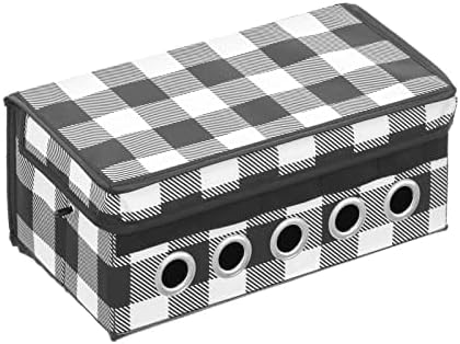 mDesign Caja de almacenamiento de cinta para envolver regalos con asas, contenedor organizador de lazos navideños con tapa y soporte de cinta de