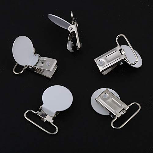 Image of 25mm Round Pacifier Clips, Suspender Snaps, DIY Clothes Accessories, for Making Pacifier Holders Bib Clips(White)
