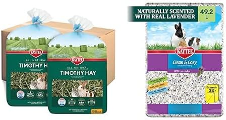 Kaytee All Natural Timothy Hay, 12 lb Clean & Cozy Lavender Bedding, 49.2 Liter Bundle