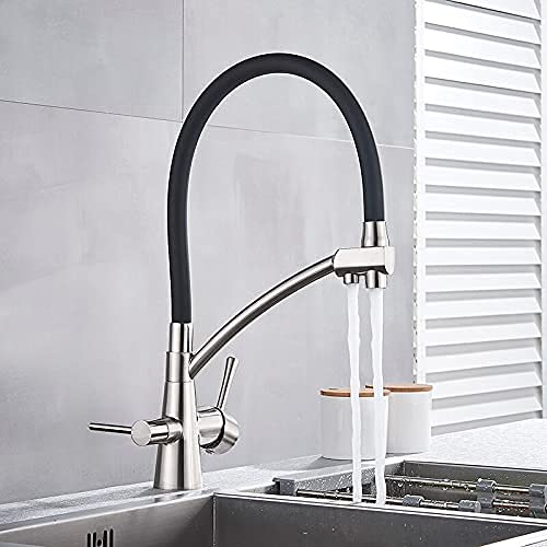 Mitigeur mélangeur d'eau pure chaude et froide fini nickel brossé