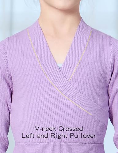 Dance Sweater for Girls Long Sleeve V-Neck Top Sweater for Ballet/Gymnastics/Sports4
