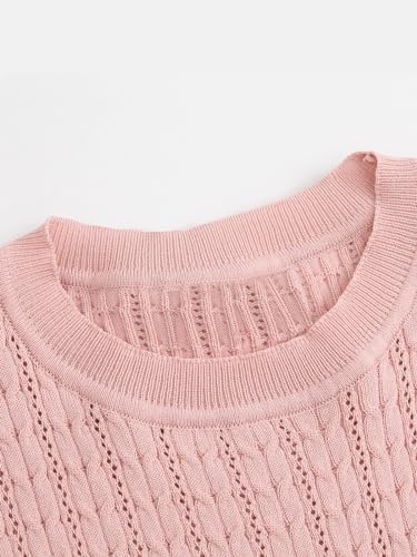 Image of Wowcarbazole Womens Summer Tops Short Sleeve Casual Crew Neck Fashion T Shirts Knit Pullover Sweater Trendy 2024