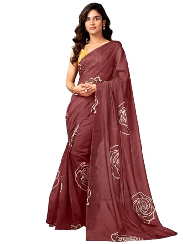 Image of Satrani Women's Chanderi Cotton Printed Ready To Wear One Minute Pre Pleated Readymade Saree with Unstitched Blouse Piece