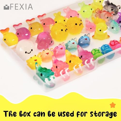 Image of FEXIA 50 Pcs Ocean Mini Resin Animals Tiny Aquariums Decor Glow in The Dark Resin Figures Luminous for Garden Landscape Sea Decor DIY