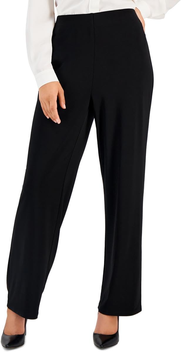 Anne Klein Womens Anne Klein Petite Wide Leg Jersey Pant