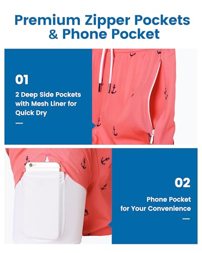 Image of maamgic 2 in 1 Mens Swim Trunks 7 Inch Swim Shorts Swim Suits Board Shorts