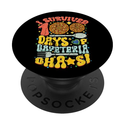 Survived 100 Days of Cafeteria Crew School Lunch Lady Funny PopSockets Adhesive PopGrip