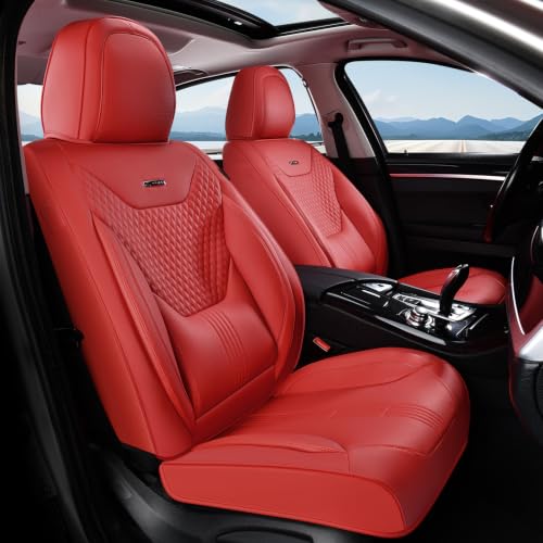 Image of Coverado Car Seat Covers with Lumbar Support, Front Covers for Cars, Universal Automotive Seat Cover, Waterproof, Leather Car Seat Cushion, Interior Seat Protectors for Most Cars