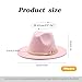 Pink Fashion Wide Brim Felt Fedora Hat with 3-Ring Buckle Belt Adjustable Church Dress Panama Hat for Women Men