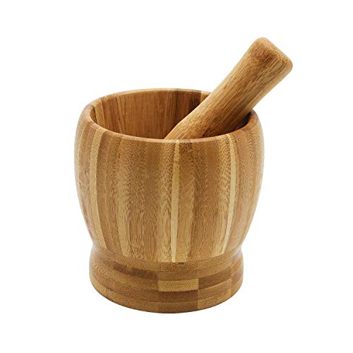 Bamboo Mortar And Pestle, Garlic Press Ginger Crusher Spices Grinding Set Garlic Mincer Herb Spice Masher Grinder Chopper Kitchen Tool #TOP1