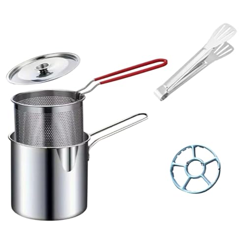 Freidoras mínimas con filtro extraíble de 1,2 L de capacidad, acero inoxidable, para patatas fritas, cesta para freír, colador