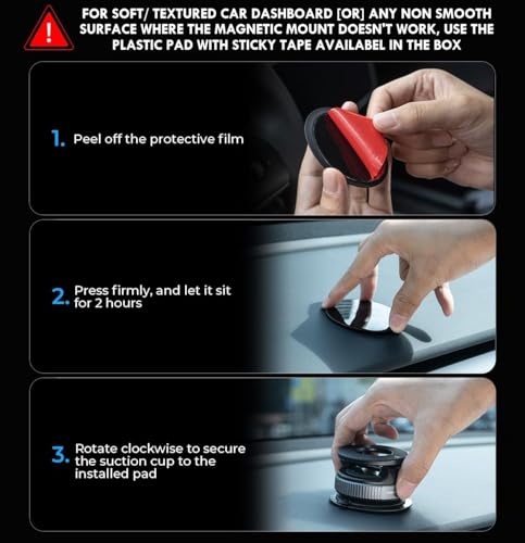 Image of RIGGEAR Vacuum Suction Magnetic Phone Holder, Foldable 360 Adjustable Car Mobile Phone Mount for Magsafe iPhones and All Android Phones, Holder for Car, Gym, Mirror, Smooth Surface Table Top (Black)