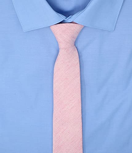 Image of Men's Chambray Cotton Skinny Necktie Tie Textured Distressed Style - 2.5 inch Width