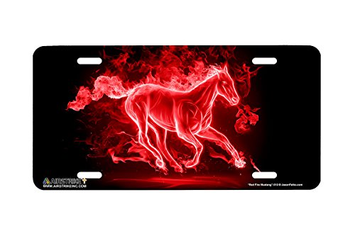 Mustang License Plate, Horse License Plate, Wild Horse Plate, Western License Plate Fire Mustang Red Made In Usa By Airstrike License Plates (Made Of Metal)-512 #TOP8
