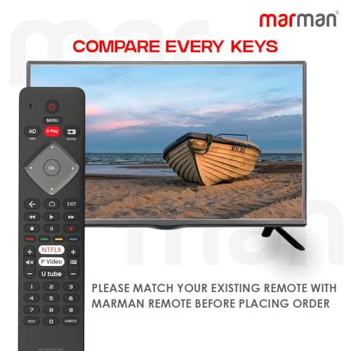 Image of marman Compatible with Philips Smart TV Remote Control Original RM-L1285 Suitable for Models 32PHT5813S /94 43PFT5813S /94 50PUT6103S /94 4K LED UHD Television Without Voice Command