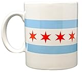 Funny Guy Mugs Chicago Flag Ceramic Coffee Mug, White, 11-Ounce