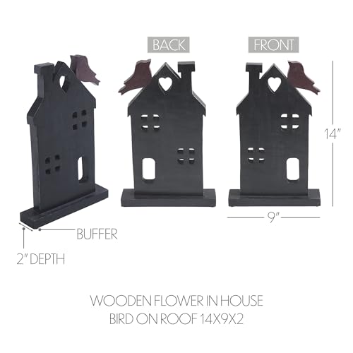 VHC-Brands-Spring-in-Bloom-Wooden-Prim-House-wBird-On-Roof-14x9x2 VHC Brands Spring in Bloom Wooden Prim House wBird On Roof 14x9x2
