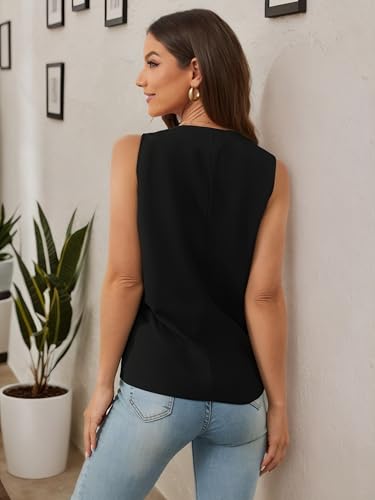 Women Sleeveless Blazer Vest Casual Apricot Vest with Pockets for Office and Daily Wear2