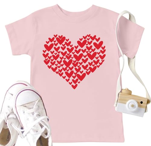 Image of LAZYCHILD Kids Valentine Shirt Girls Valentines Day Shirts Heart Graphic Long Sleeve Striped Tee Tops 5-14 Years