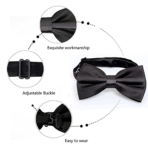 Alizeal Pre-Tied Adjustable Bow Tie For Men Formal Solid Tuxedo Bow Tie, Black #TOP2