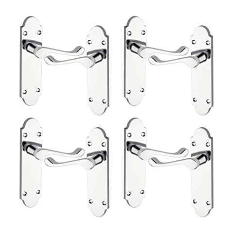 Allen & Alvan® - Scroll Handle on Richmond - Latch - 6.5 Inches - Polished Chrome Finish - Door Handle, Door Latch - Interior Use Door Handle - [4 Packs] Cover