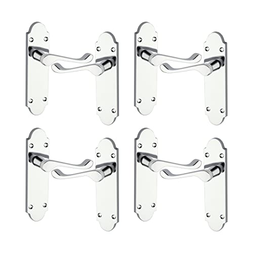 ALLEN & ALVAN® - Lot de 4 poignées de porte Richmond - Poignée de porte standard - Loquet - Poignée de porte en chrome poli Cover