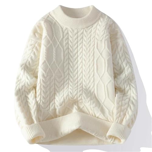 Men's Winter Knit Sweater Thick Round Neck Solid Color Knitted Pullovers Loose Casual Sweaters2