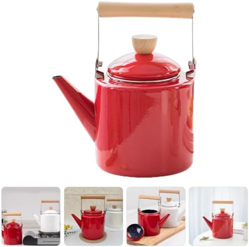 Enamel Kettle 2.4L - Chinese Teapot & Coffee Maker, Enameled Stovetop Hot Water Boiler, Ideal Camping Cookware & Beverage Dispenser for Tea & Coffee Lovers