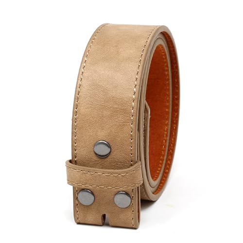 Image of BC Belts Leather Belt Strap with Vintage Distressed Texture 1.5 inch Wide with Snaps and without Buckle