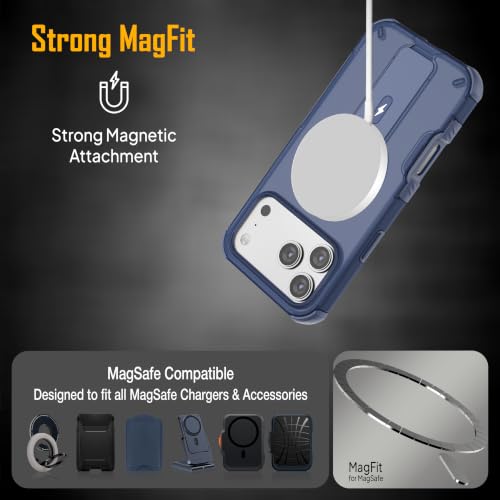 Image of ZAP CASE Matte Kickstand Case for iPhone 17 Pro Max | Magsafe Compatible | Premium Polycarbonate Back + Flexible TPU Bumper | Foldable Stand | Military-Grade Drop Protection | Anti-Fingerprint | Blue