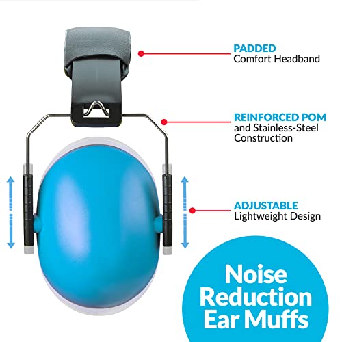 MEDca Hearing Protection and Noise Reduction Earmuffs for Kids - Fits Children Boys & Girls - Adjustable & Foldable NRR 20dB