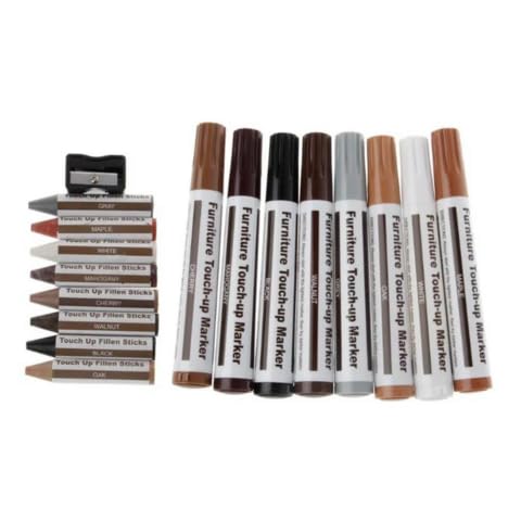 Kit De Marcadores De Madeira Para Reparos de Móveis, Pisos, Tábuas Conjunto Com 8 Cores De Caneta, 8