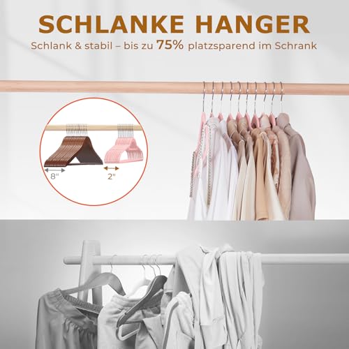 HOUSE DAY Kleiderbügel Samt, 60er Set, Premium Bügel, Rosa – Ansicht 6
