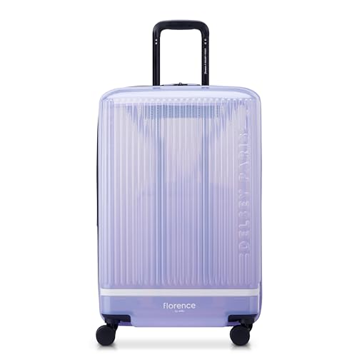 florence by mills Damas Gotta Glow Hardside Equipaje Extensible con carretes giratorios, Morado translúcido, Checked-Medium 24 Inch, Gotta Glow - Equipaje rígido Extensible con Ruedas giratorias