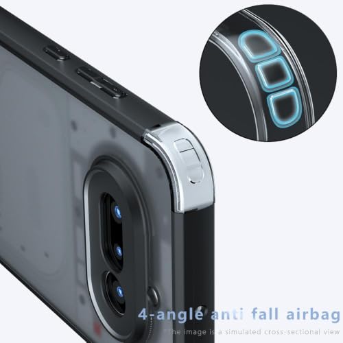 Image of Matte Frosted Case for Nothing Phone 4a, PC+TPU Slim Cover, Air Bag Corners, Anti-Fingerprint, Never Turns Yellow, Micro Arc Edge, Transparent Back, Black