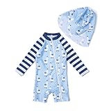 ADAVERANO Baby Jungen Repreve® Recycelter Badeanzug/Sonnenanzug UPF 50+ Einteiliger Ganzlängen-Reißverschluss Kappe.(Alpaka,68-74cm)