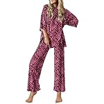 Ekouaer Lounge Sets for Women Short Sleeve Tops and Long Pants Soft Comfy Pajamas Set 2 Piece Outfits S-XXL