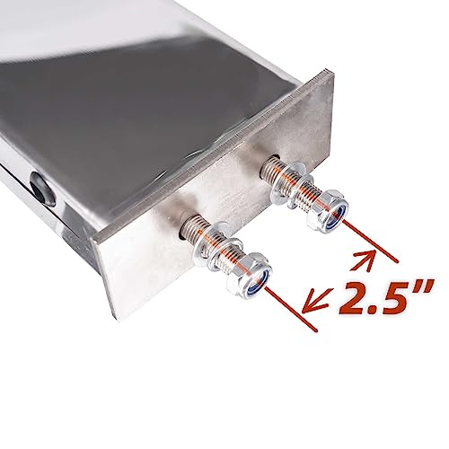 Image of Mud Flap Hangers for Semi Trucks, Stainless Steel, Length 30.0 inch, Bolt Spacing: 2-1 /2 inch, 3 Round Holes for Rear Lights, All in One Kit - Mirror Finished, Mud Flap Holders for Semi Trucks