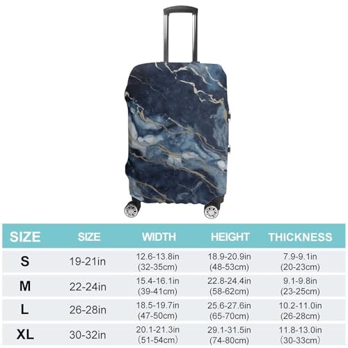 Marble Navy Blue Mixed Elastic Luggage Cover Suitcase Protector for 19-32 Inch Suitcases | Universal Stretchable Travel Bag Cover | Anti-Scratch, Washable with Zipper Closure L2