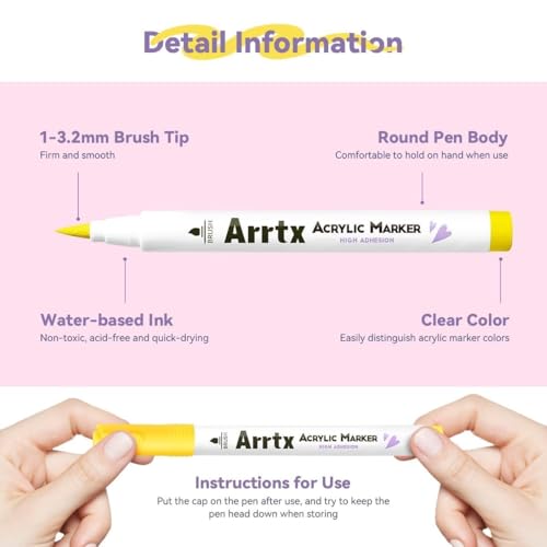 Image of Arrtx Acrylic Paint Pens for Rock Painting Extra Fine Tip Rock Painting Ceramic Glass Canvas Mug Wood Easter Egg Waterproof Paint DIY 30A, Multicolor